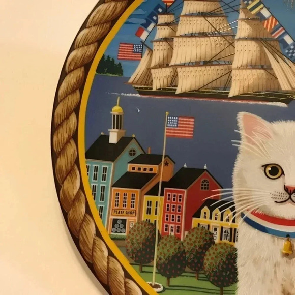 Anna Perenna Uncle Tad's Holiday Cats “Pollyanna” Thaddeus Krumeich Cat Plate - Picture 10 of 14